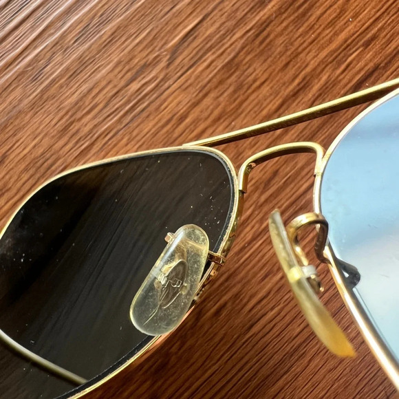 Vintage 80s Black Bosch And Lomb Ray-Ban Aviator Sunglasses 62 14 Glass - Picture 3 of 5